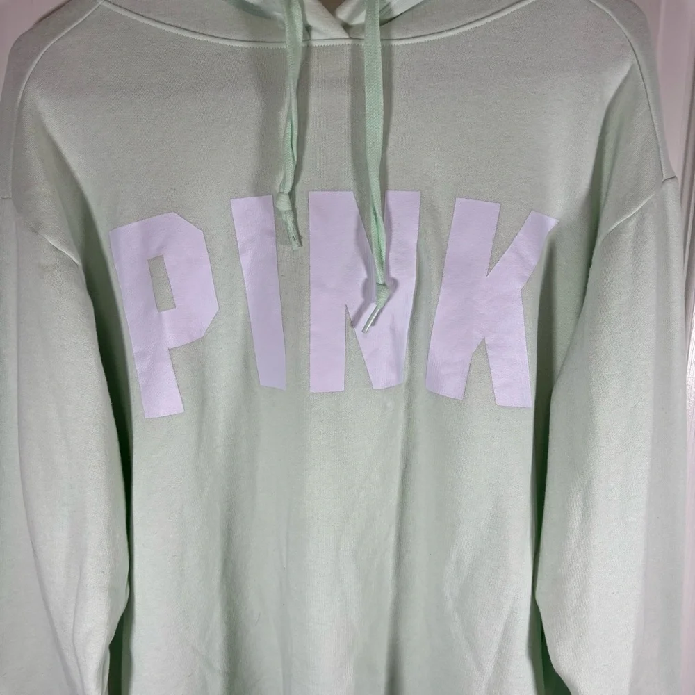 Pink Victoria Secret Hoodie Women’s M 170/96A Light Mint Green 60% Cotton Pocket - Picture 2 of 7